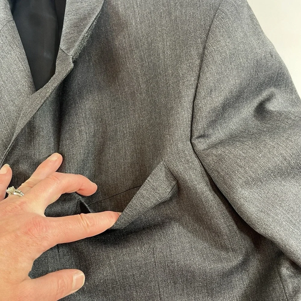 Banana Republic Blazer‎ Mens 40R Gray 3 Button Sport Coat Wool Suit Jacket Solid